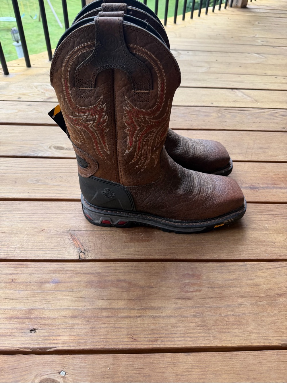 Justin Boots Brown Leather Cowboy Pull-On Boots